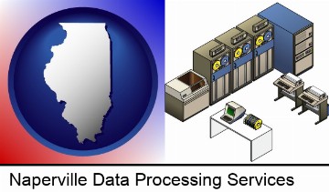 a 20th century mainframe computer used for data processing in Naperville, IL