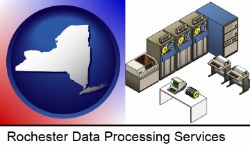 a 20th century mainframe computer used for data processing in Rochester, NY